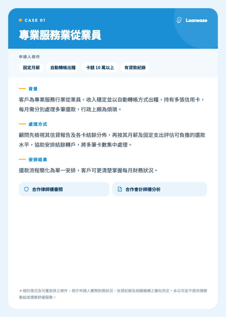 Loanease 個案 一 專業服務業從業員