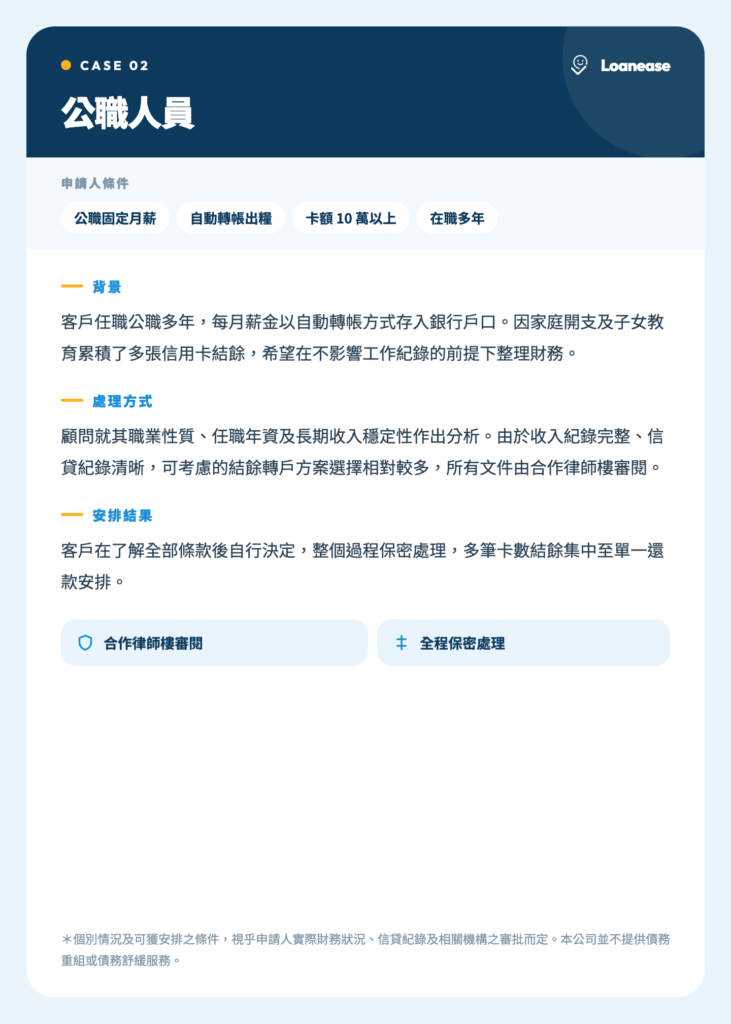 Loanease 個案 二 公職人員